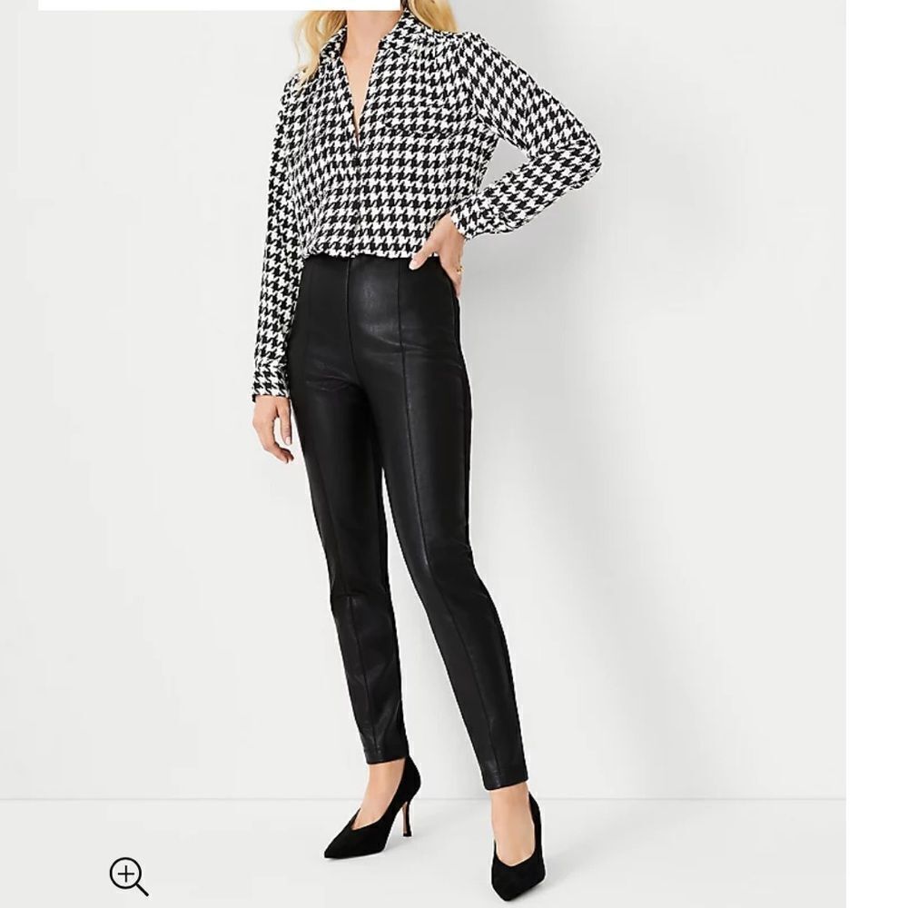 Ann Taylor The Petite Faux Leather High Waist Side Zip Legging Sz MP